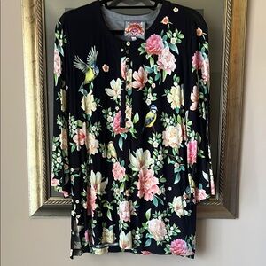 Johnny Was THE JANIE FAVORITE BUTTON FRONT TUNIC MEDIUM
